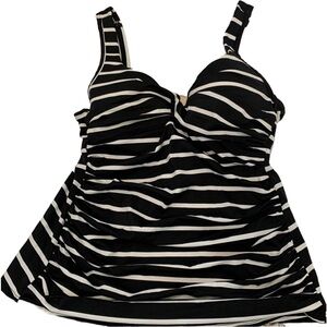 Talbots black and white strips swim tops